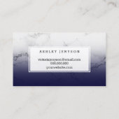 Spray tans typografie witte marmerblauw visitekaartje (Achterkant)