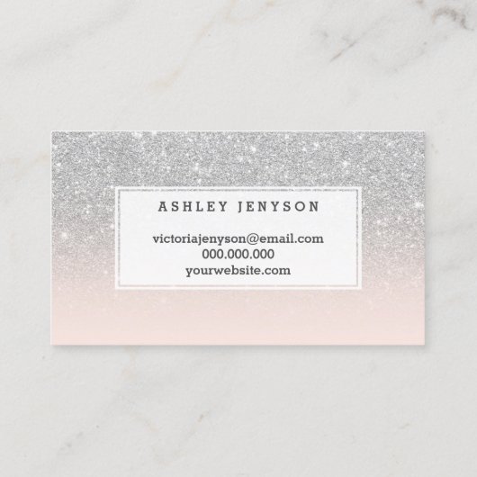 Spray tans typografie zilveren glitter zwart roze visitekaartje (Achterkant)