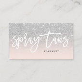 Spray tans typografie zilveren glitter zwart roze visitekaartje (Voorkant)