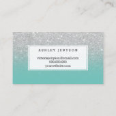 Spray tans typografie zilverglitter licht blauwgro visitekaartje (Achterkant)
