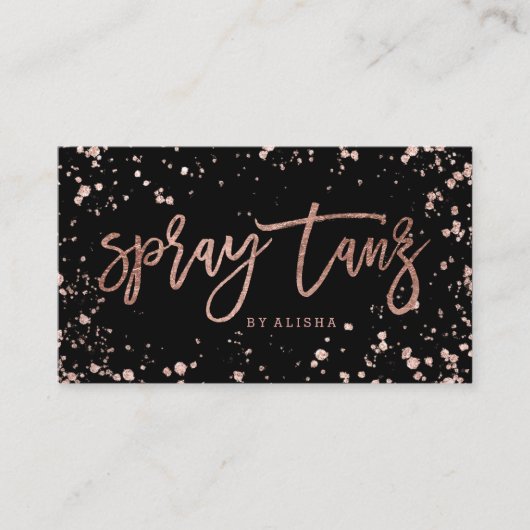 Spray tanz script roos gouden confetti spatten visitekaartje (Voorkant)