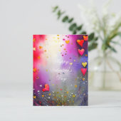 Spray van harten valentijn  feestdagenkaart (Staand voorkant)