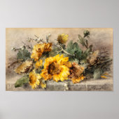 Spray van zonnebloemen op een steen, M. Roosenboom Poster (Voorkant)