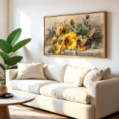 Spray van zonnebloemen op een steen, M. Roosenboom Poster