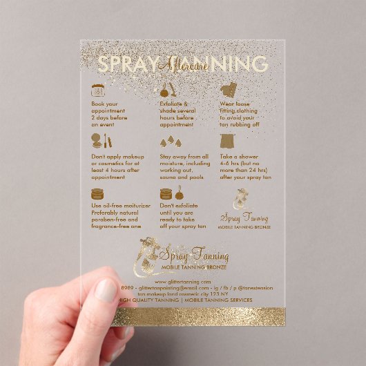 Spraytan Brons Zon Transparant Acryl Uitnodigingen (Insitu (Draagbaar))