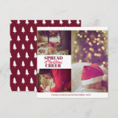 Spread Christmas Cheer Bourgondië rode fotokaart Feestdagenkaart (Voorkant / Achterkant)