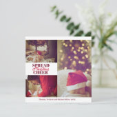 Spread Christmas Cheer Bourgondië rode fotokaart Feestdagenkaart (Staand voorkant)