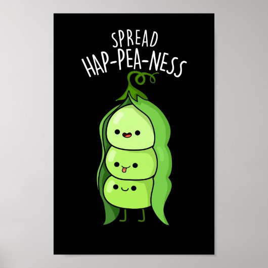 Spread Hap-pea-ness Funny Peas Pun Dark BG Poster (Voorkant)