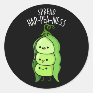 Spread Hap-pea-ness Funny Peas Pun Dark BG Ronde Sticker