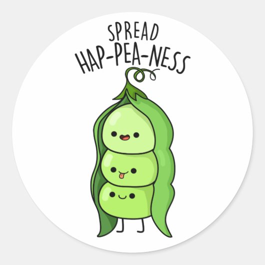 Spread Hap-pea-ness Grappige Erwten Pun Ronde Sticker (Voorkant)