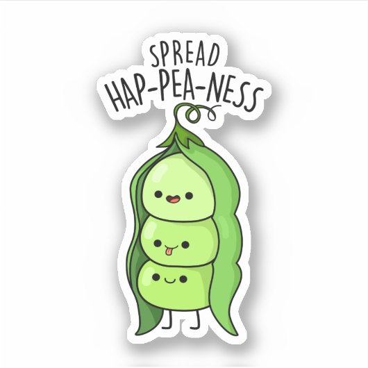 Spread Hap-pea-ness Grappige Erwten Pun Sticker (Voorkant)