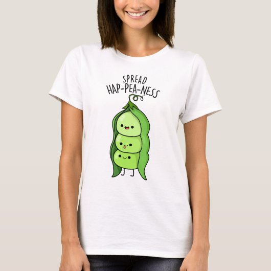 Spread Hap-pea-ness Grappige Erwten Pun T-shirt (Voorkant)