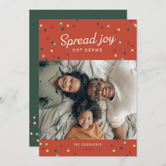 Spread Joy, geen Germs Flat Holiday-kaart Feestdagenkaart (Voorkant / Achterkant)
