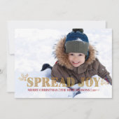 Spread Joy Holly Red en Gold Full Bleed Photo Feestdagenkaart (Voorkant)