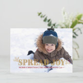 Spread Joy Holly Red en Gold Full Bleed Photo Feestdagenkaart (Staand voorkant)