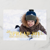 Spread Joy Landscape Photo Holly Blue and Gold Folie Feestdagenkaart (Voorkant)