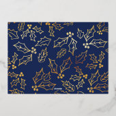 Spread Joy Landscape Photo Holly Blue and Gold Folie Feestdagenkaart (Achterkant)