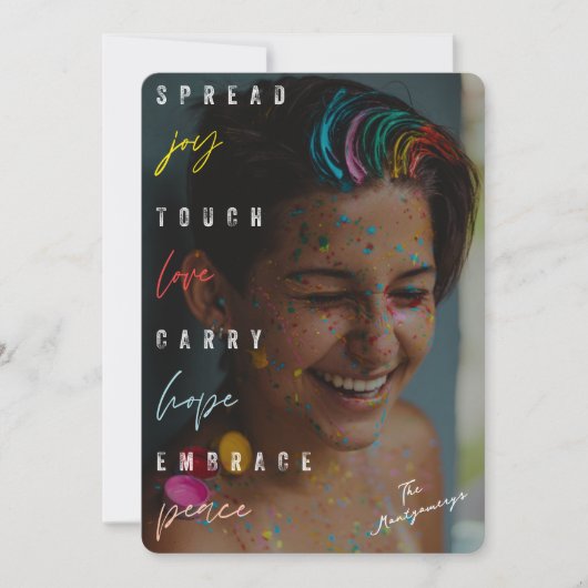 Spread Joy Love Hope Peace Typography Moderne Phot Feestdagenkaart (Voorkant)