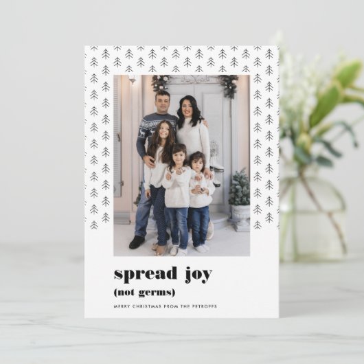 Spread Joy, niet Germs| Foto van Funny 2020 Feestdagenkaart (Staand voorkant)