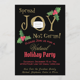 Spread Joy not Germs Virtual Holiday Party Kaart