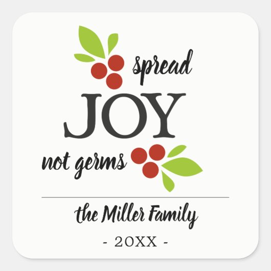 Spread Joy not kiemen Christma Hand desinfecterend Vierkante Sticker (Voorkant)