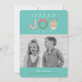 Spread JOY Reindeer Mask Blue Kerstfoto Feestdagenkaart