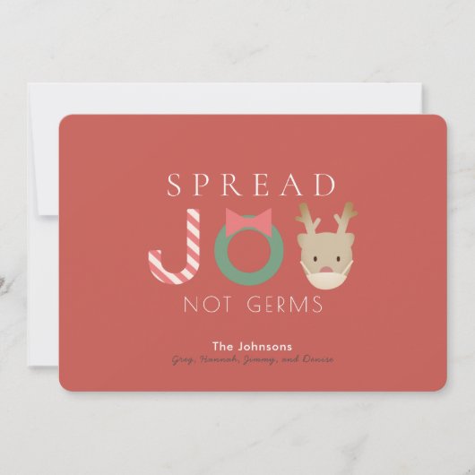 Spread JOY Reindeer Mask Red Christmas Feestdagenkaart (Voorkant)