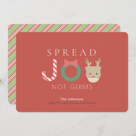 Spread JOY Reindeer Mask Red Christmas Feestdagenkaart (Voorkant / Achterkant)