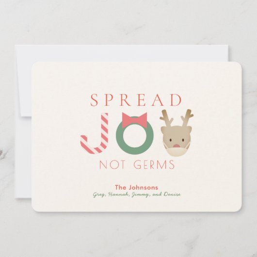 Spread JOY Reindeer Mask White Christmas Feestdagenkaart (Voorkant)