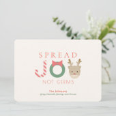 Spread JOY Reindeer Mask White Christmas Feestdagenkaart (Staand voorkant)
