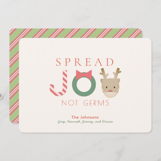 Spread JOY Reindeer Mask White Christmas Feestdagenkaart (Voorkant / Achterkant)