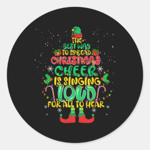 Spread kerstman zingt luide Kerstmis Elf p Ronde Sticker