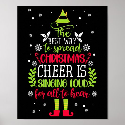 Spread Kerstmis Kreta zingt luide Kerstmis Elf P Poster (Voorkant)
