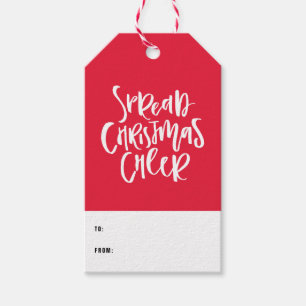 Spread kerstmis met hand Lettered Red Holiday Cadeaulabel