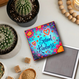 Spread Kindness Bloemen Inspirerend Trendy Blauw Magneet