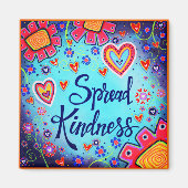 Spread Kindness Bloemen Inspirerend Trendy Blauw Magneet (Voorkant)