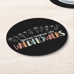 Spread Kindness like Wildflower Inspirerend Ronde Kartonnen Onderzetter