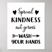 Spread Kindness not Germs Wash Your Hands Bathroom Poster (Voorkant)