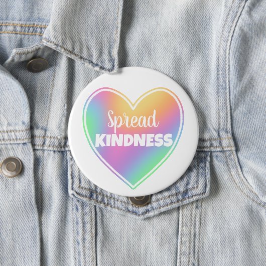 Spread Kindness Pastel Rainbow Heart Button (In situ)