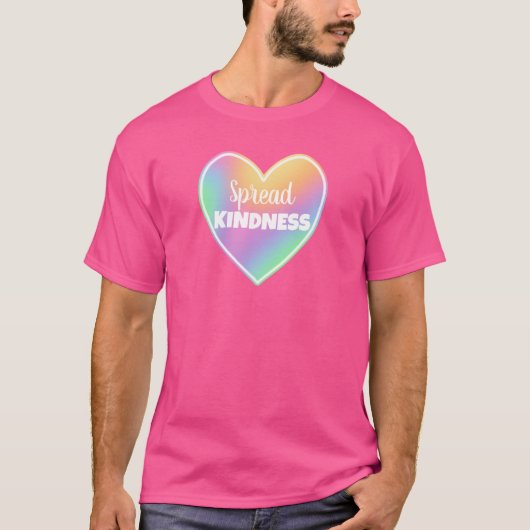 Spread Kindness Pastel Rainbow Heart T-shirt (Voorkant)
