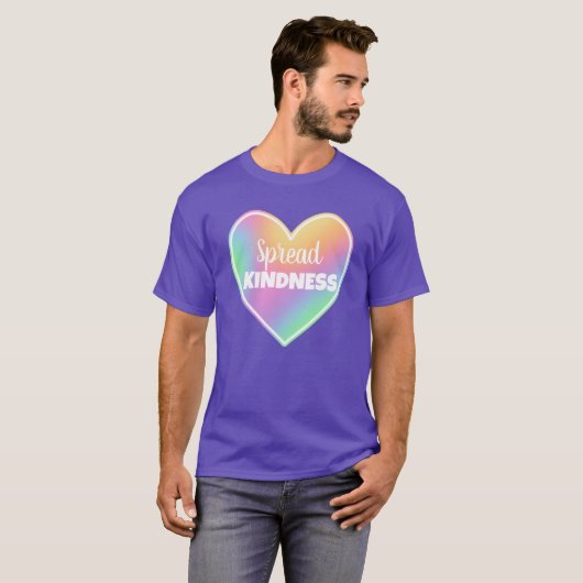 Spread Kindness Pastel Rainbow Heart T-shirt (Voorkant volledig)