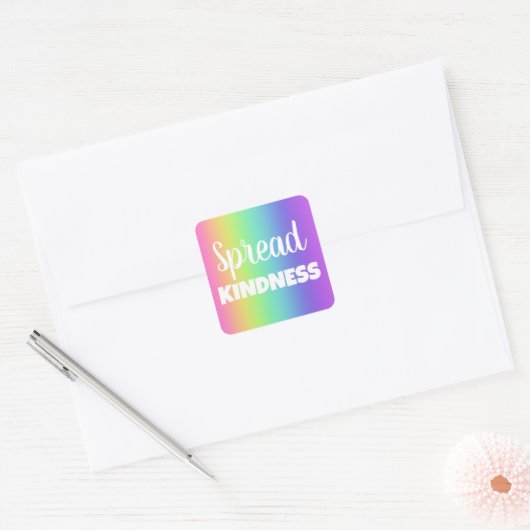 Spread Kindness Rainbow Vierkante Sticker (Envelop)
