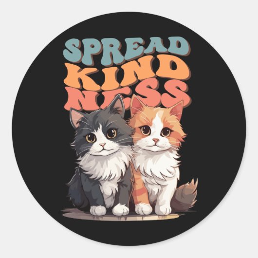 Spread Kindness - Schattige Cat Duo Design Sticker (Voorkant)