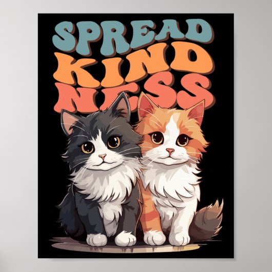 Spread Kindness - Schattige Cat Duo Design Sticker Poster (Voorkant)