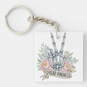 "Spread Kindness" Skeleton Peace Sign – Watercolor Sleutelhanger (voorkant)