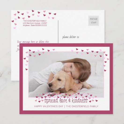 SPREAD LAVE EN KINDERNESS Valentijn Feestdagenkaart (Voorkant / Achterkant)