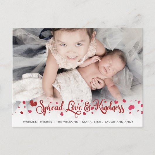 Spread Love and Kindness Cute Photo Valentijnsdag Briefkaart (Voorkant)