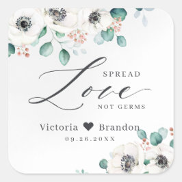 Spread Love Anemone floral blush bruiloft Vierkante Sticker