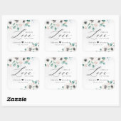 Spread Love Anemone floral blush bruiloft Vierkante Sticker (Vel)