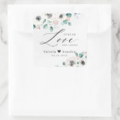 Spread Love Anemone floral blush bruiloft Vierkante Sticker (Tas)